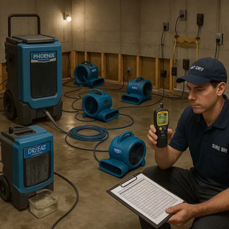 Structural Drying and Dehumidification process in Nevada County, AR